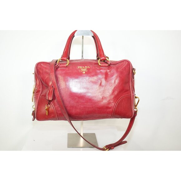 Prada Leather Calfskin Bauletto Handbag Shoulder Bag - Picture 3 of 9